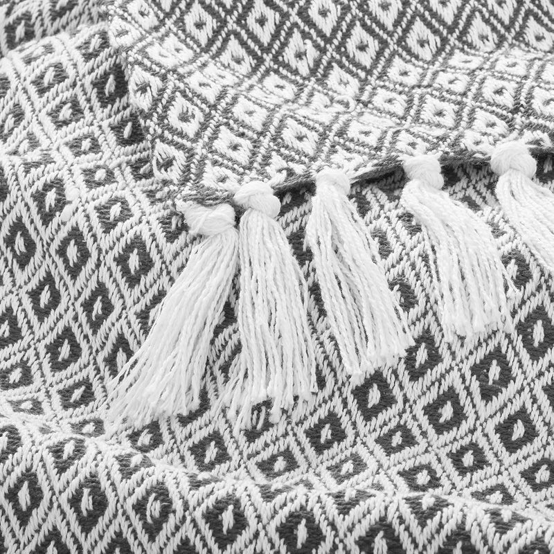 Americanflat 50x60 Throw Blanket - Soft and Breathable Cotton Throw Blanket for Couch, Bed, Chair - Decorative Blanket Perfect for Home, Office, or Outdoor Use - Cloud Grey and White Mini Diamond - Image 2