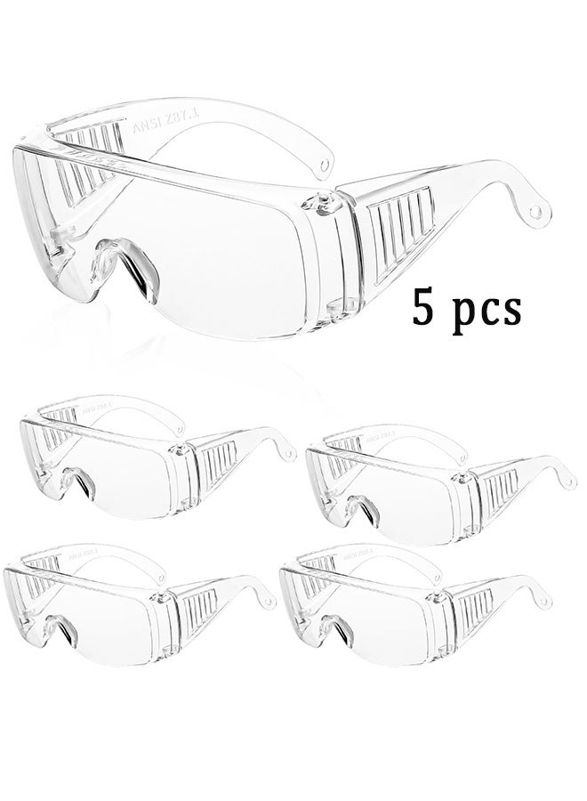 5Pcs Safety Goggles, Safety Glasses Wrap Around Lenses and No Slip Grips，Anti Fog Dust proof Scratch proof Splash proof Chemical Wrapped Eye Protection for Work lab Nurse Worker Architect - Image 1