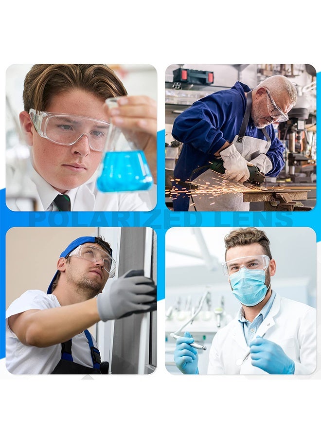 5Pcs Safety Goggles, Safety Glasses Wrap Around Lenses and No Slip Grips，Anti Fog Dust proof Scratch proof Splash proof Chemical Wrapped Eye Protection for Work lab Nurse Worker Architect - Image 5