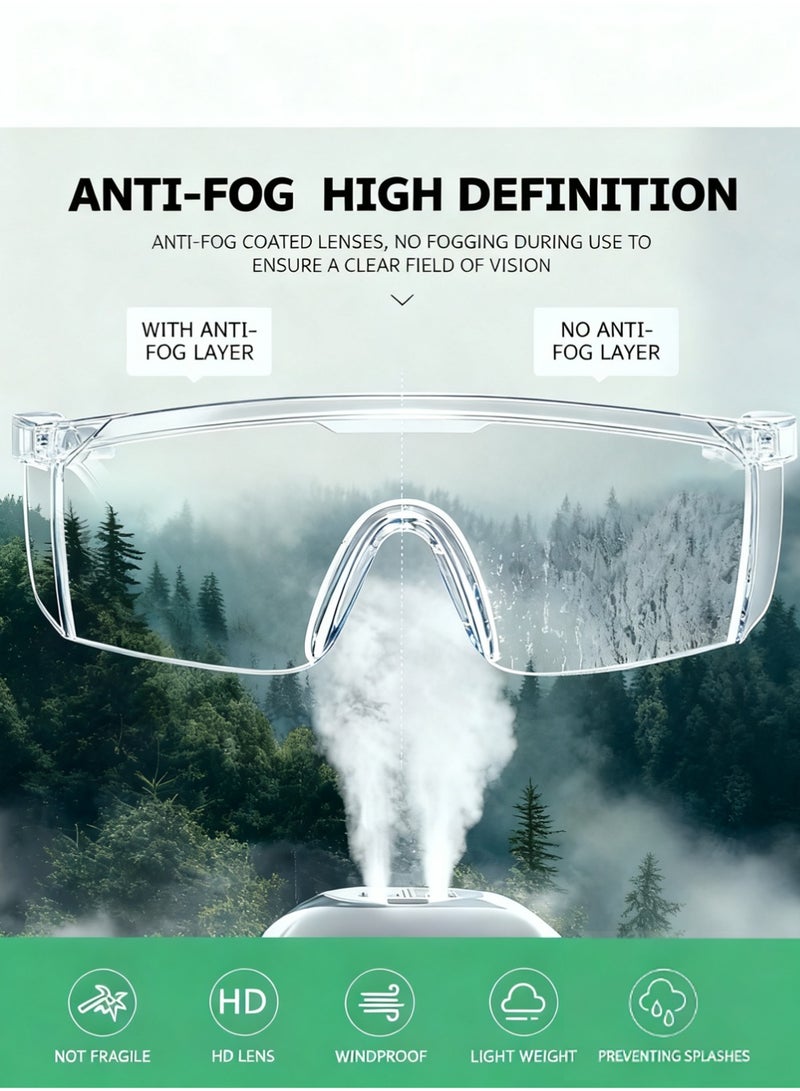 5Pcs Safety Goggles, Safety Glasses Wrap Around Lenses and No Slip Grips，Anti Fog Dust proof Scratch proof Splash proof Chemical Wrapped Eye Protection for Work lab Nurse Worker Architect - Image 3