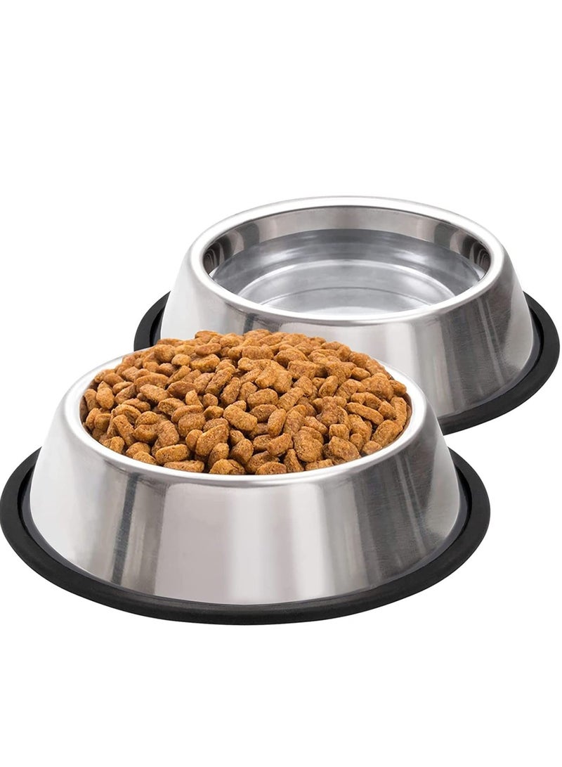 Y&D Stainless Steel Dog Bowls, Pet Food and Water Bowl with Non-Slip Rubber Base for Small, Kittens Puppy Rabbit Medium Large Extra Dogs (2 Pack) - Image 1
