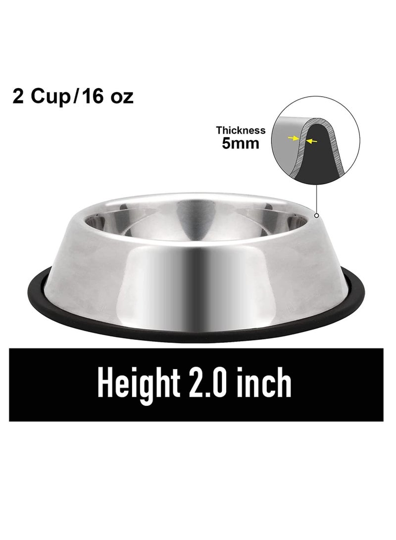 Y&D Stainless Steel Dog Bowls, Pet Food and Water Bowl with Non-Slip Rubber Base for Small, Kittens Puppy Rabbit Medium Large Extra Dogs (2 Pack) - Image 2