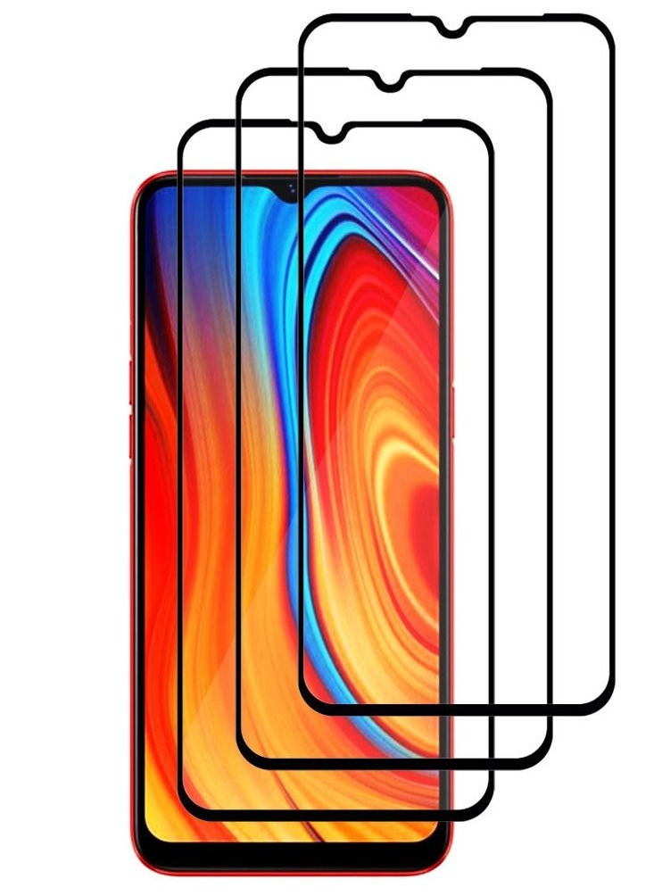 CATANES 3 Pack For Realme C3 Screen Protector Tempered Glass Full Glue Back  - Image 2