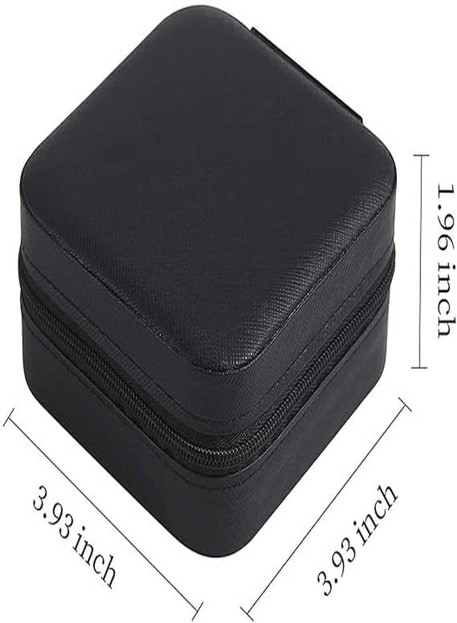Decorcrafts Faux Leather Mini Jewelry Travel Case,Small Travel Jewelry Organizer, Portable Jewelry Box Travel Mini Storage Organizer Portable Display Storage Box For Rings Earrings Necklaces Gifts (Black) - Image 3
