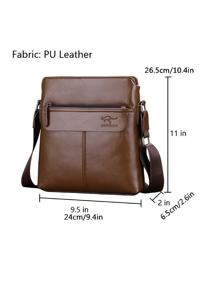 كانجرو حقيبة كروس بودي من الجلد الصناعي للرجال بسحاب سلس وحزام قابل للتعديل وحقيبة كتف مقاومة للماء بسعة كبيرة للرجال حقيبة ظهر أنيقة للتنقل بملمس ممتاز وجيوب متعددة - Image 5