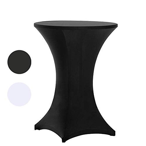 Tina's 24x43 Inch Highboy Spandex Cocktail Table Covers Black, Cocktail Table Spandex Covers, Fitted Stretch Cocktail Table Tablecloth for Round Tables - Image 1