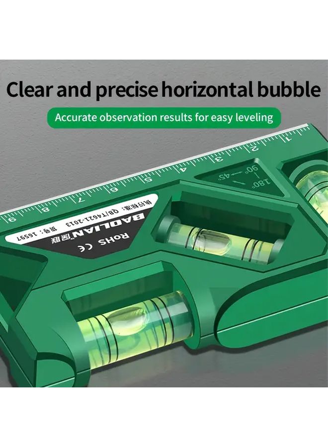 1 Pack Portable Magnetic Mini Level White Ruler 3 Bubble Indicators High Precision Impact Resistant ABS Shockproof Easy to Read Display for Woodworking Workshop Essential Durable Construction - Image 3