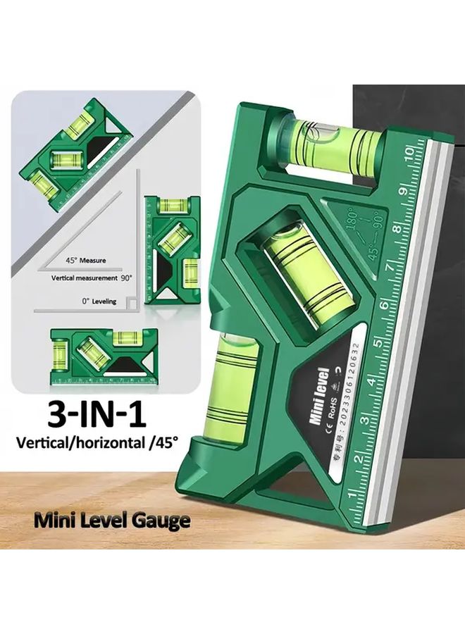 1 Pack Portable Magnetic Mini Level White Ruler 3 Bubble Indicators High Precision Impact Resistant ABS Shockproof Easy to Read Display for Woodworking Workshop Essential Durable Construction - Image 1