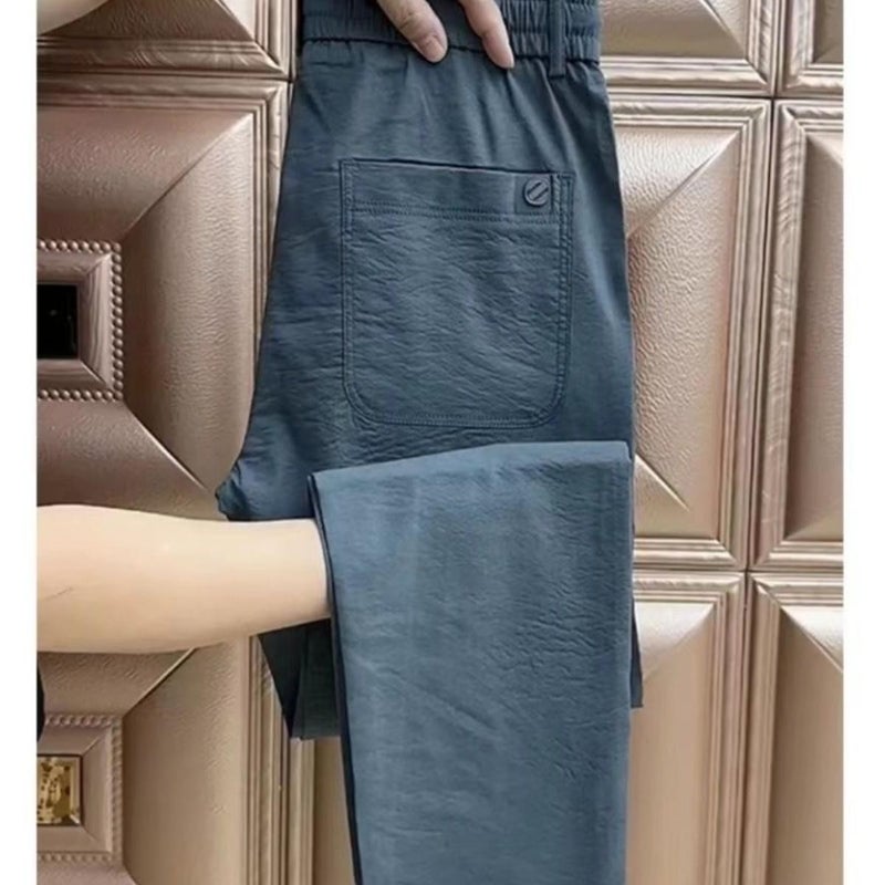 بيع تصفية بنطلونات كاجوال من الكتان للرجال صيف 2025 بنطلونات جديدة للرجال صيف رقيقة من القطن والكتان بنطلونات تسعة أعشار - Image 1