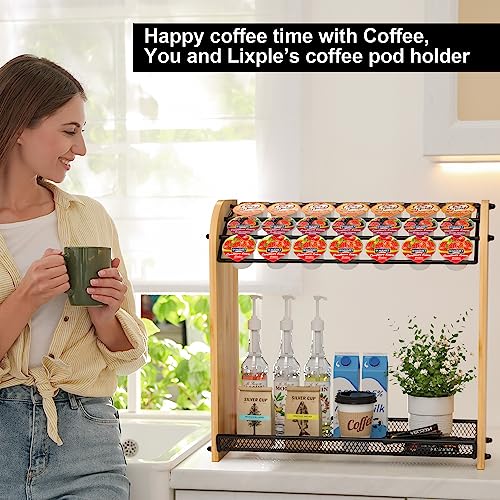 Lixple K Cup Holder Coffee Pod Organizer for Coffee Bar Accessories, K Cup Holders for Counter, Large Capacity K Cups Holder, Easy Assembly Coffee Station Organizer for Countertop (28 Coffee Pods At Least) - Image 3