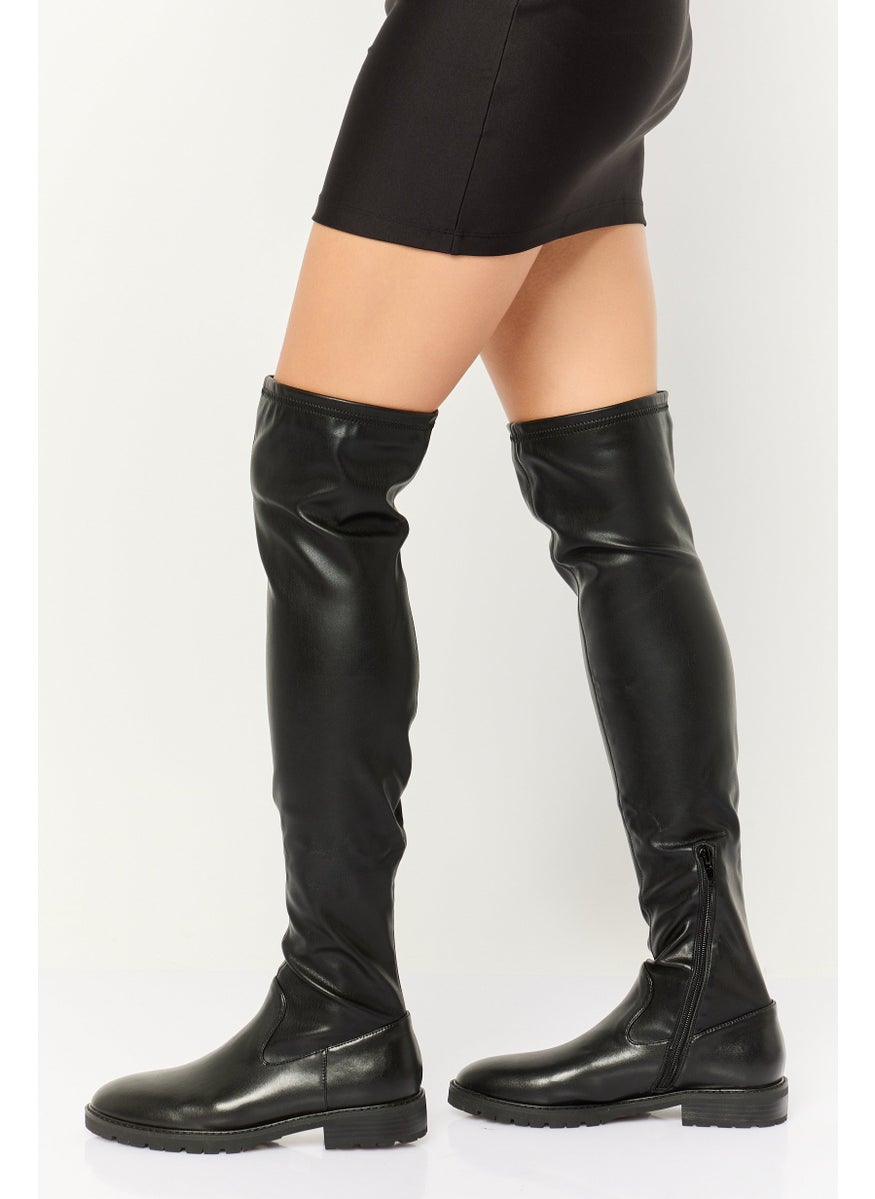 STEVE MADDEN Women Lizbeth Zipper Closure Knee Length  Boots, Black  - Image 2