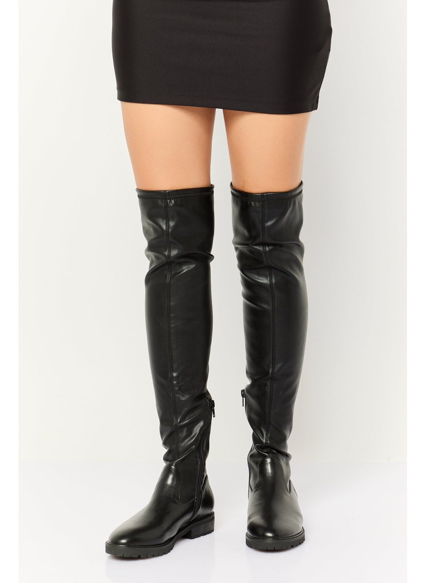 STEVE MADDEN Women Lizbeth Zipper Closure Knee Length  Boots, Black  - Image 1
