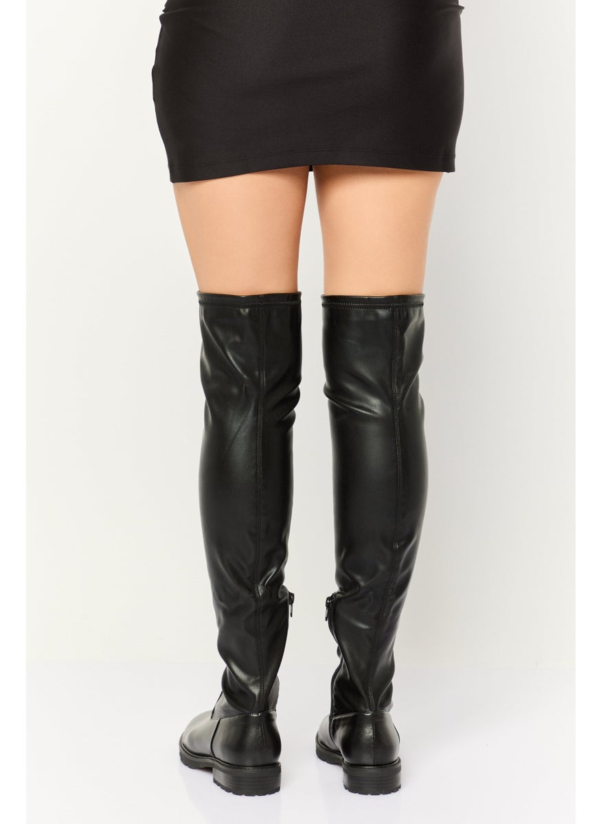 STEVE MADDEN Women Lizbeth Zipper Closure Knee Length  Boots, Black  - Image 3