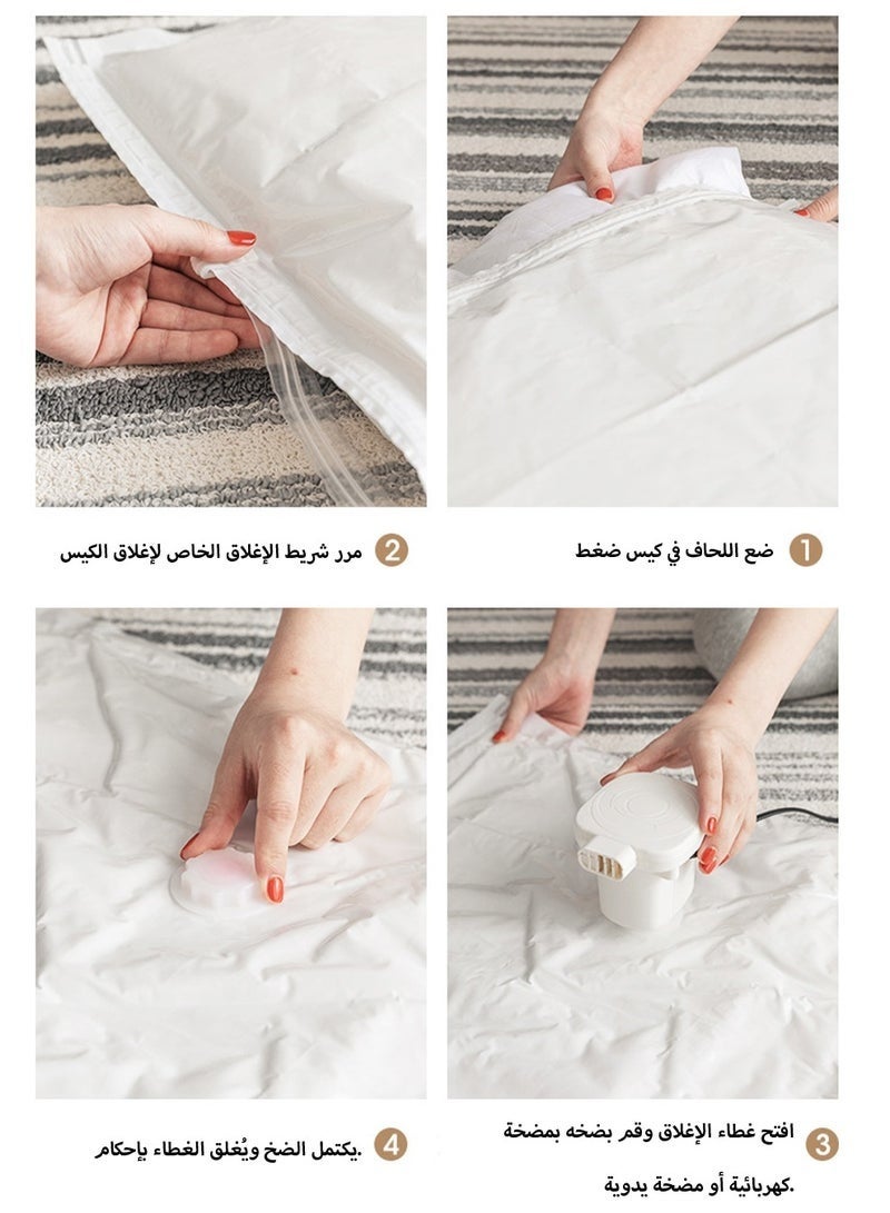 كيلا 9 عبوات من أكياس الضغط المفرغة من الهواء، حقيبة تخزين كبيرة لتنظيم الملابس واللحاف والملابس المنزلية، حقيبة مفرغة من الهواء، أبيض حليبي، 2 كبير جدًا، 2 كبير، 4 متوسط، 1 مضخة كهربائية - Image 4