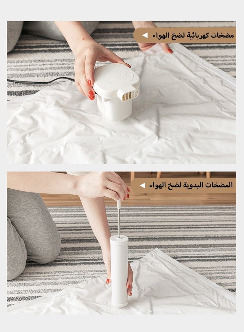 كيلا 9 عبوات من أكياس الضغط المفرغة من الهواء، حقيبة تخزين كبيرة لتنظيم الملابس واللحاف والملابس المنزلية، حقيبة مفرغة من الهواء، أبيض حليبي، 2 كبير جدًا، 2 كبير، 4 متوسط، 1 مضخة كهربائية - Image 5