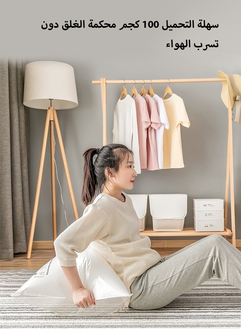 كيلا 9 عبوات من أكياس الضغط المفرغة من الهواء، حقيبة تخزين كبيرة لتنظيم الملابس واللحاف والملابس المنزلية، حقيبة مفرغة من الهواء، أبيض حليبي، 2 كبير جدًا، 2 كبير، 4 متوسط، 1 مضخة كهربائية - Image 3