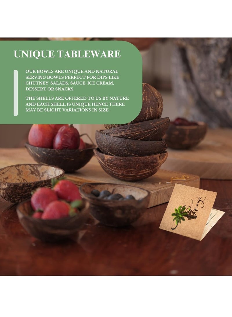 Thenga أوعية ثينجا الطبيعية البيضاوية بقشر جوز الهند - مجموعة من ١٠ قطع، ١٥٠ مل، مثالية للآيس كريم والوجبات الخفيفة والفواكه والسلطات | الحفلات والمناسبات - Image 5