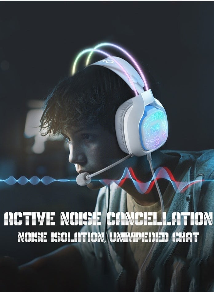 onikuma X22 Gaming Headset,Over-Ear Gaming Wired Headphones For PS4/PS5/XOne/XSeries/NSwitch/PC,White - Image 5