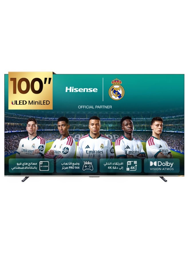 100 inch Mini LED 4K Smart TV 144Hz, 8 Years VIDAA OS Updates 100U7Q Black