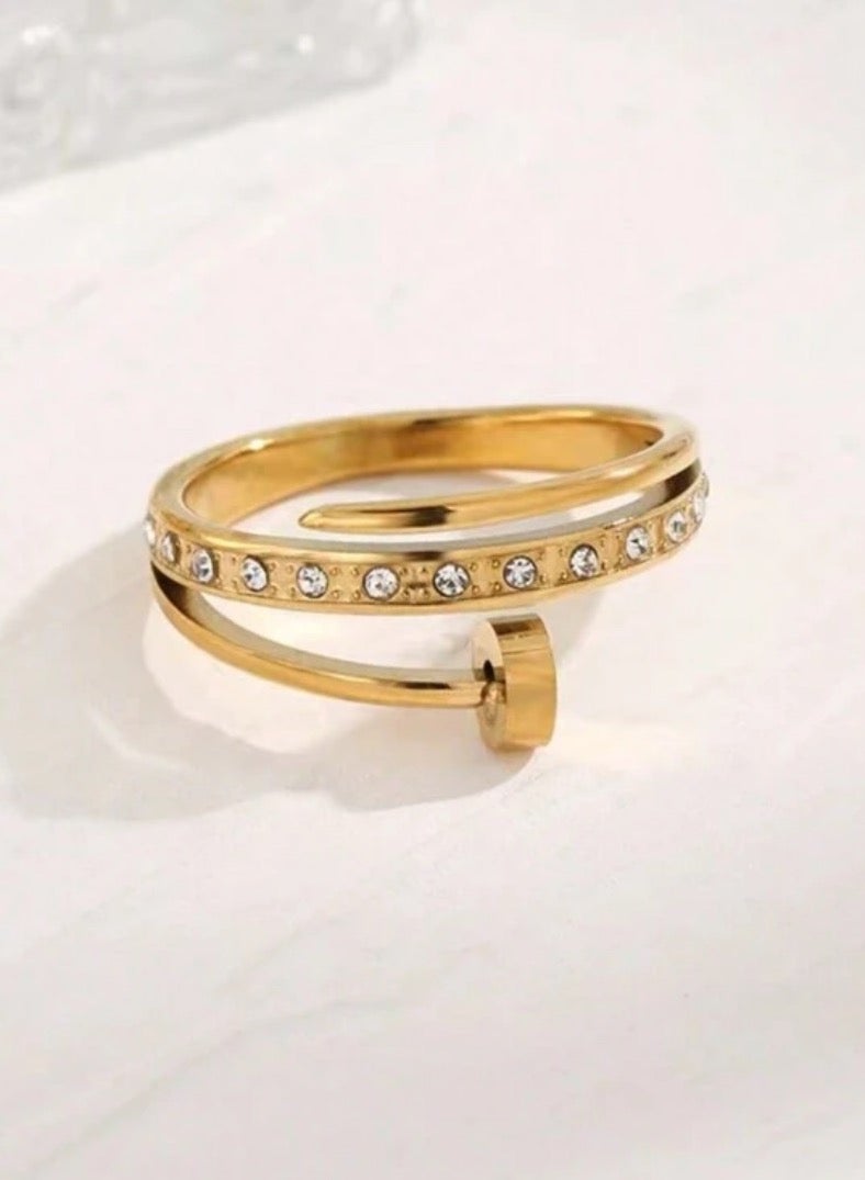 18k Gold Plated Stainless Steel Ring For Women Size 6 - Image 3