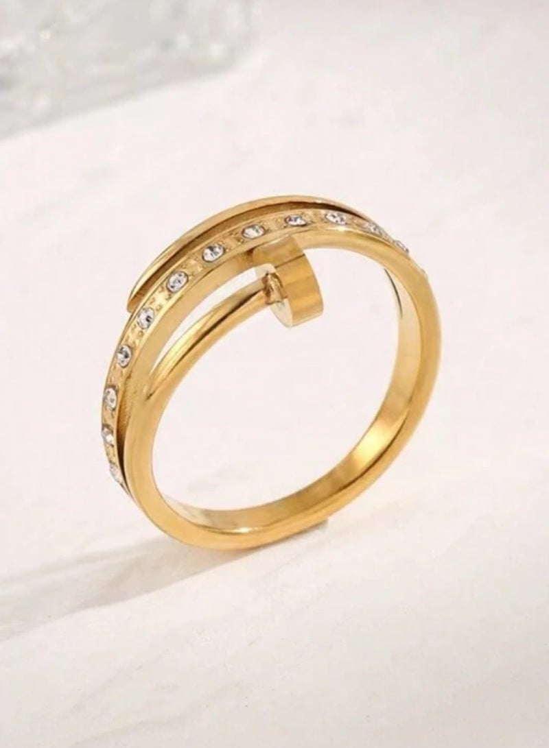 18k Gold Plated Stainless Steel Ring For Women Size 6 - Image 2