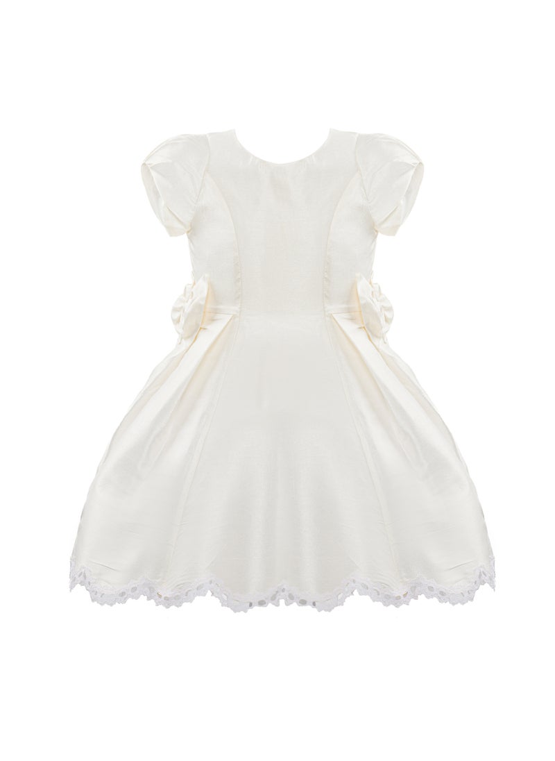 Queen QUEEN WHITE Girls Party Dress, Princess Dress Party Wear Wedding Evening Formal Pageant Dance Gown for Birthday Kid Girls Elegant  - Image 1