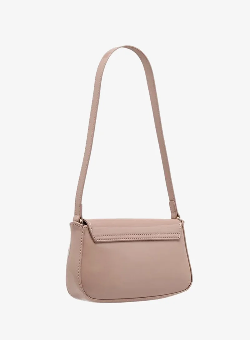 Flora Bella By Shoexpress  Floral Bella Metallic Logo Shoulder Bag With Zip Closure for Women | Best Price UAE