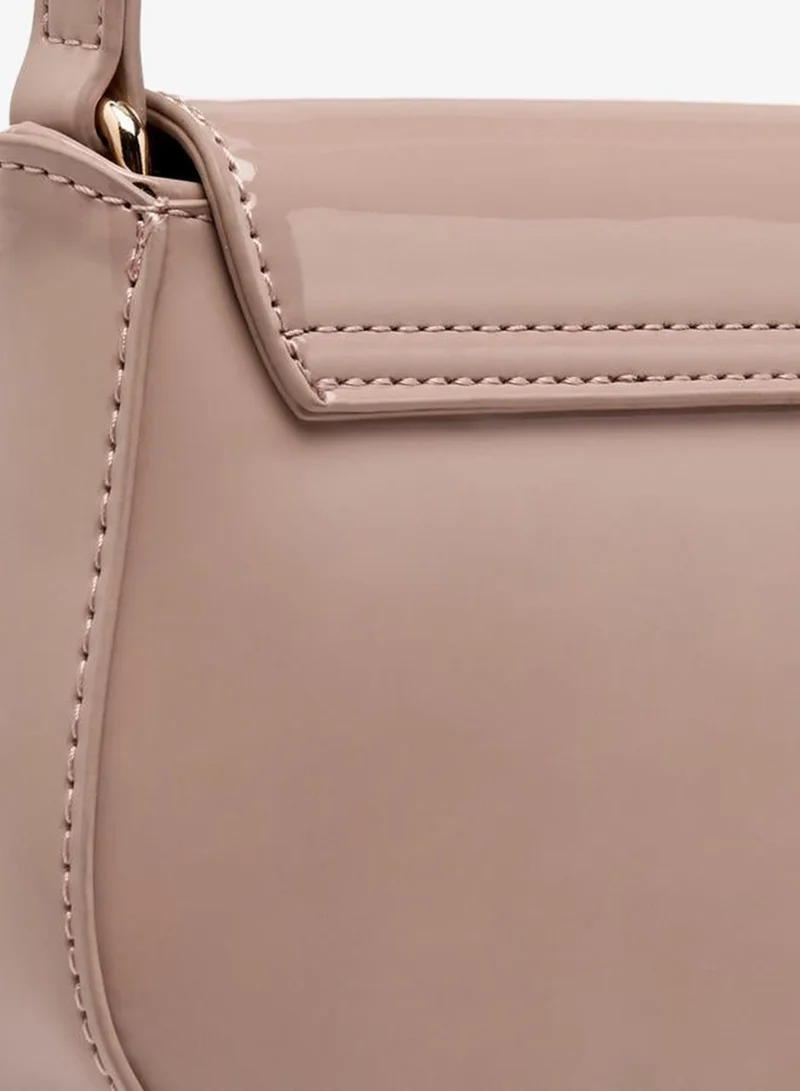 Flora Bella By Shoexpress  Floral Bella Metallic Logo Shoulder Bag With Zip Closure for Women | Best Price UAE