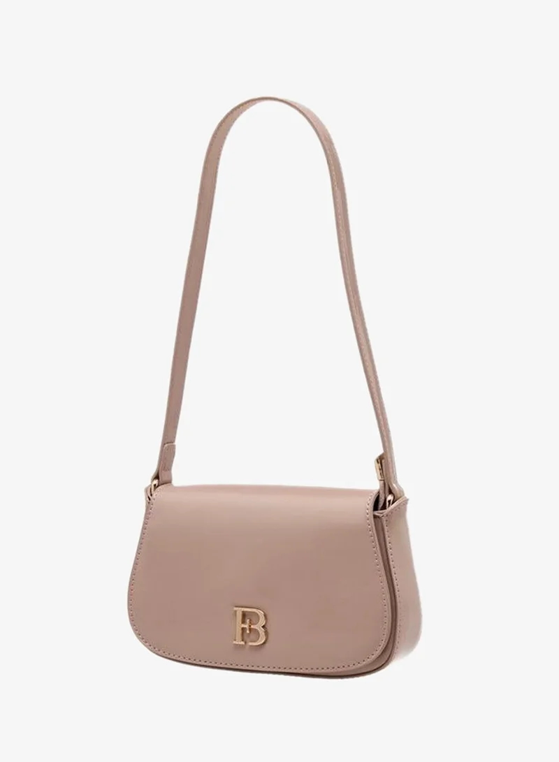 Flora Bella By Shoexpress  Floral Bella Metallic Logo Shoulder Bag With Zip Closure for Women | Best Price UAE