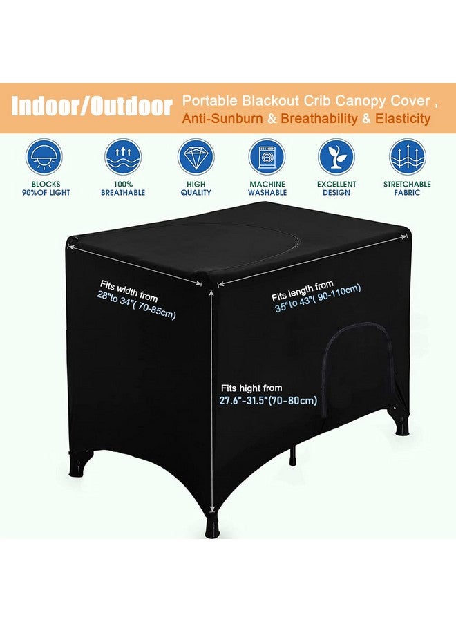 Funvalley Surperfect Blackout Crib Canopy Cover Stretchy Breathable Travel Netting Tent and Shade Stretch Up to 40"×30" for Indoor and Outdoor Children's Sleep Safety (Large) - Image 1