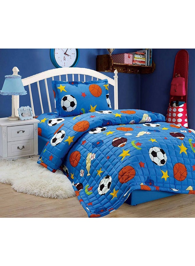 طقم لحاف مضغوط مكون من 3 قطع microfiber أزرق / بني / أبيض
