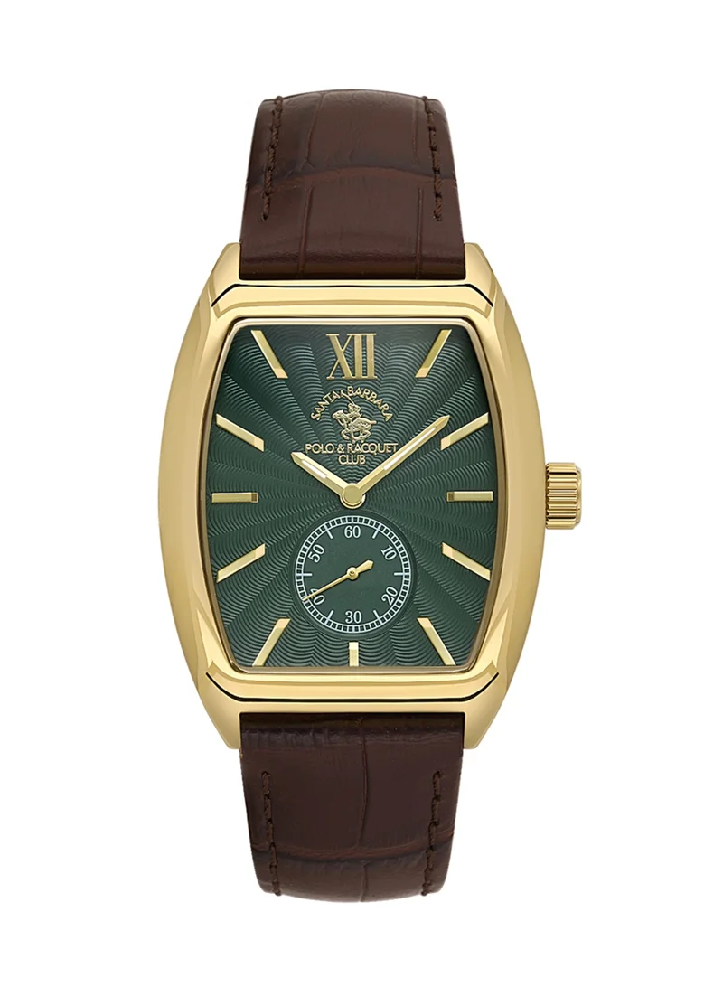 SANTA BARBARA POLO & RACQUET CLUB Santa Barbara Polo & Racquet Club - Noble Men's Watch | Leather Band with Steel Case | Analog | Square Dial | Mineral Glass | Japanese Quartz | Water Resistance 50 Meters