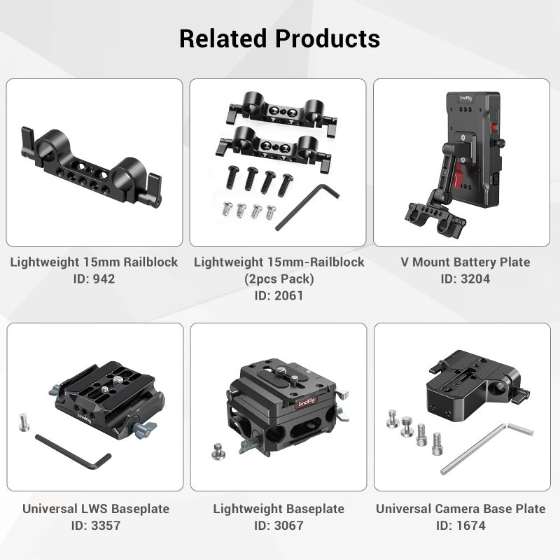 SmallRig 8 Inches (20 cm) Black Aluminum Alloy 15mm Rod with M12 Female Thread, Pack of 2-1051 - Image 5