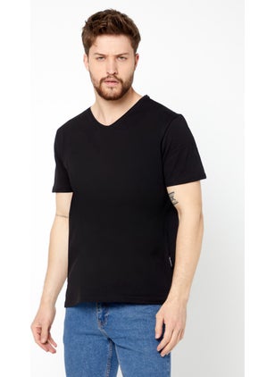 mmetalic Metallic Men's Multicolor T-Shirt Regular Fit Comfortable Cut V-Neck 5-Piece Basic T-Shirt Pack  - Image 3