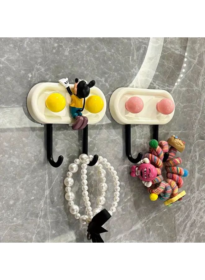 Pink White Adorable Dopamine J Shaped Wall Hook Easy Install Plastic Hanger For Clothes Towels - Image 2