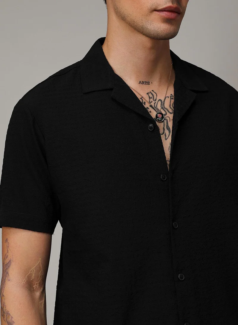 Campus Sutra Men's Onyx Black Crease-Box Co-Ord Set