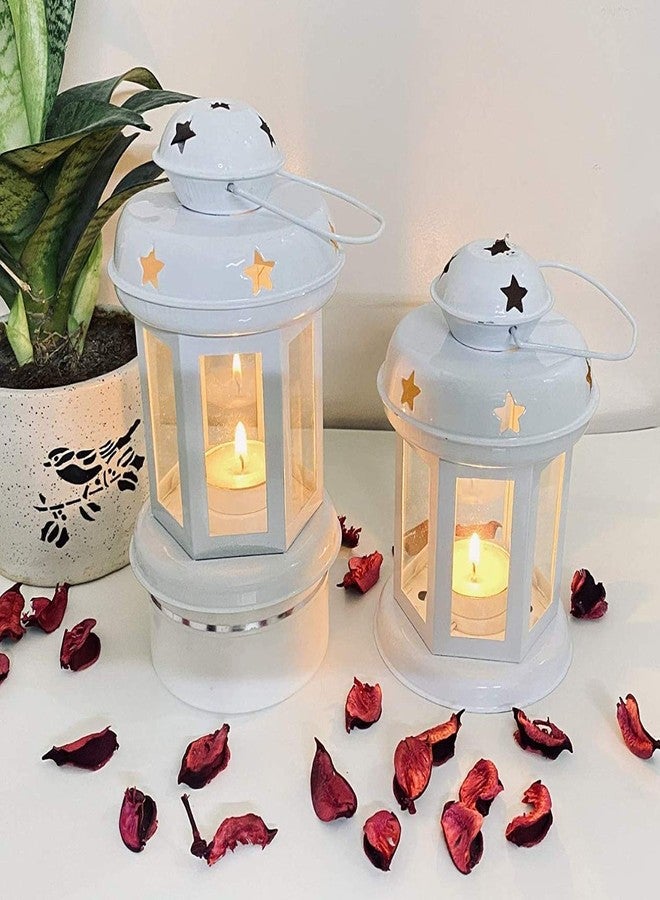DECOR VIBES Hanging Lantern Tealight Candle Holder for Home Decor, Indoor and Outdoor Decoration, Combo (Off White) - Image 2