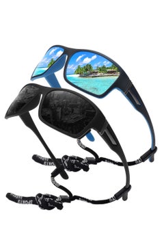 Polarized Sports Sunglasses for Men 100% UV Protection Wrap Around Unbreakable Sun Glasses for Fishing Driving