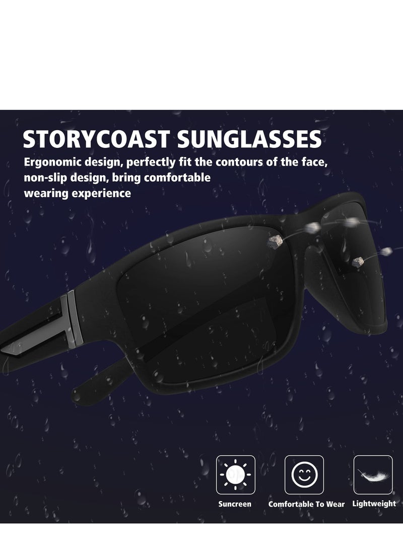 SYOSI - Polarized Sports Sunglasses for Men 100% UV Protection Wrap Around Unbreakable Sun Glasses for Fishing Driving - Image 1