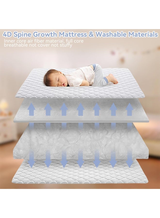4 in 1 Baby Bassinet & Bedside Sleeper with Soft Mattress, Ultra-Breathable & Washable, Removable Mosquito Net, 6 Height Adjustable, Rocking Mode, Storage Basket, Wheels, Easy Assemble & Folding  - Image 2
