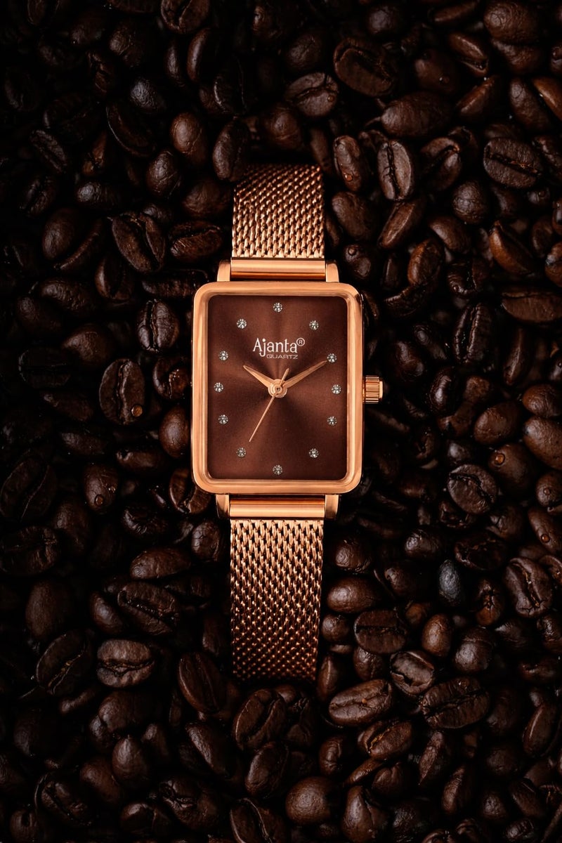 Ajanta Quartz Newly Launched Brown - Brown Metal Strap Japanese Quartz Premium Analog Watch for Women - Image 2