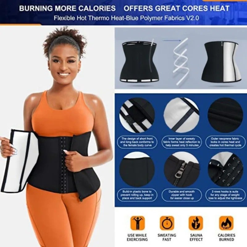 Bluejw Cross-Border Sports Neoprene Waist Trainer Belt - Sweat Belly Band Waist Shaper - Premium Waist Trimmers for Women Men - Image 3