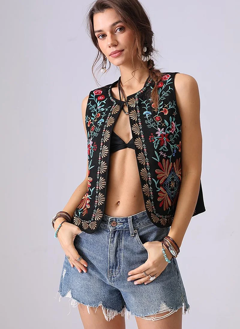 يونيكي Black V-Neck Sleeveless Vest Top