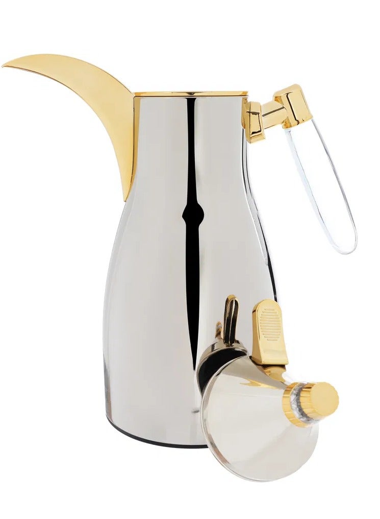 السيف غاليري طقم ترامس ميمونة السيف غاليري، قطعتين، 1/ 1 لتر، حافظة داخلية زجاج حراري، هيكل خارجي استيل - فضي - Image 4