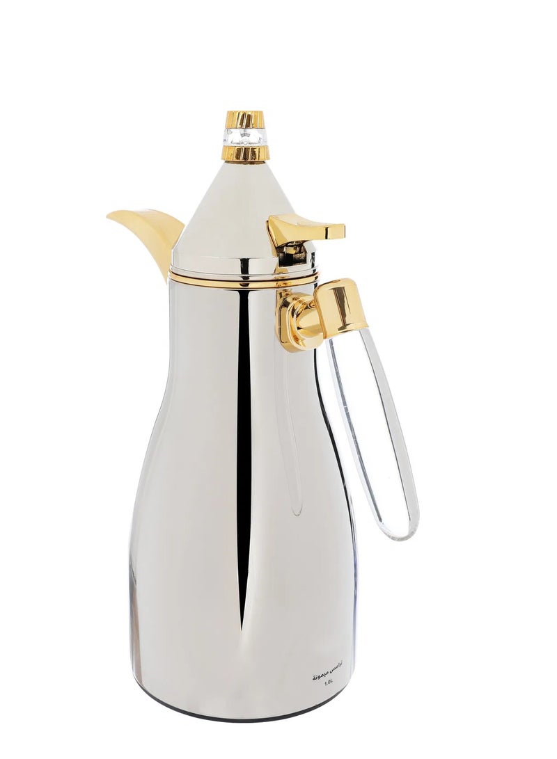 السيف غاليري طقم ترامس ميمونة السيف غاليري، قطعتين، 1/ 1 لتر، حافظة داخلية زجاج حراري، هيكل خارجي استيل - فضي - Image 5