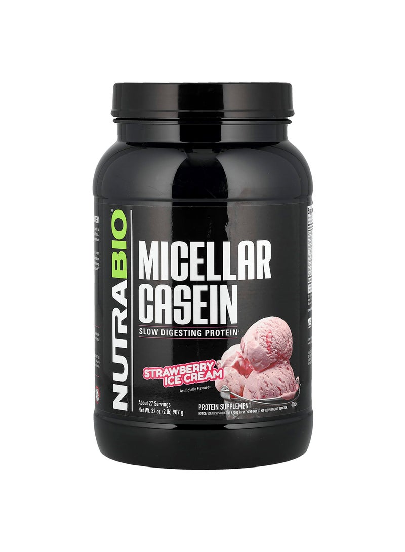 NutraBio Micellar Casein, Strawberry Ice Cream, 2 lb (907 g)