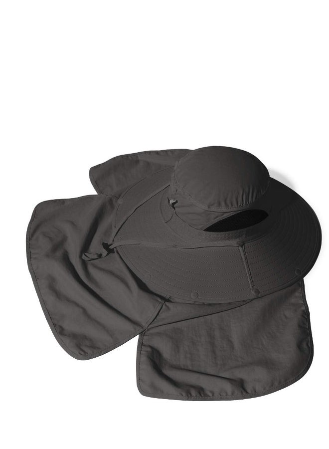 Outdoor Sun Hat for Men Blocker Hats 50+ UPF Protection Fishing Cap with Neck Flap Large Brim for Dad, Sunscreen Garden Hiking Beach Desert  - Image 5