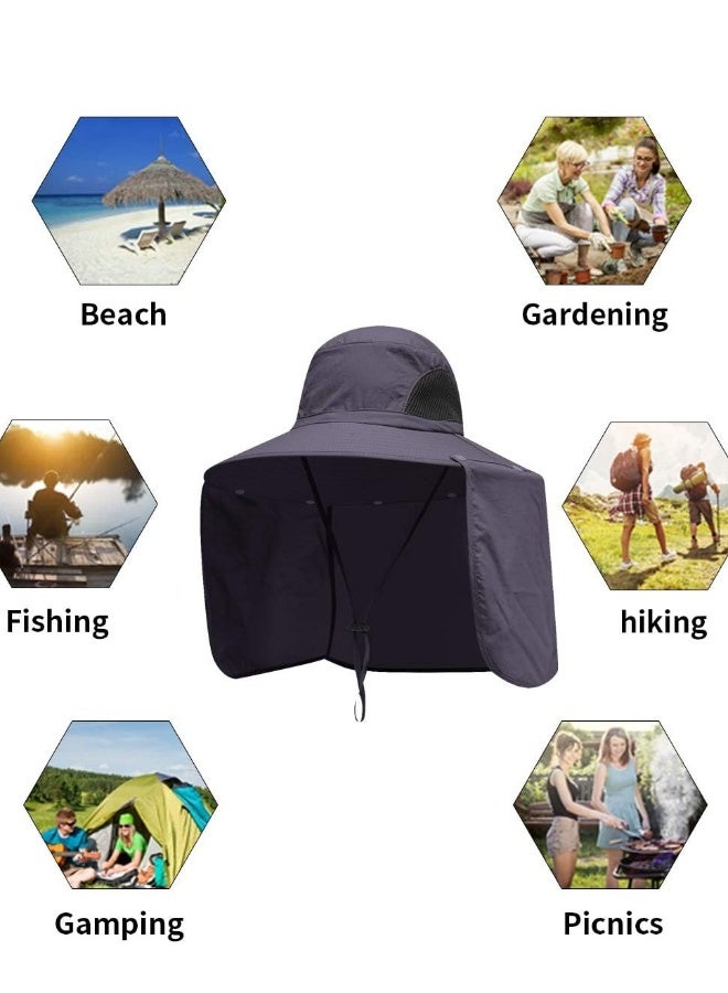 Outdoor Sun Hat for Men Blocker Hats 50+ UPF Protection Fishing Cap with Neck Flap Large Brim for Dad, Sunscreen Garden Hiking Beach Desert  - Image 3