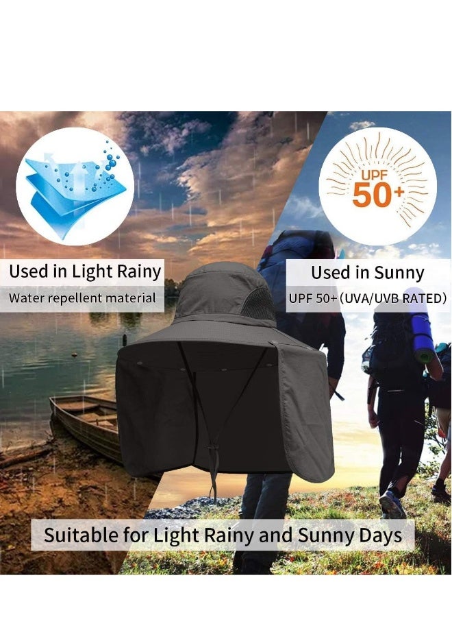 Outdoor Sun Hat for Men Blocker Hats 50+ UPF Protection Fishing Cap with Neck Flap Large Brim for Dad, Sunscreen Garden Hiking Beach Desert  - Image 4