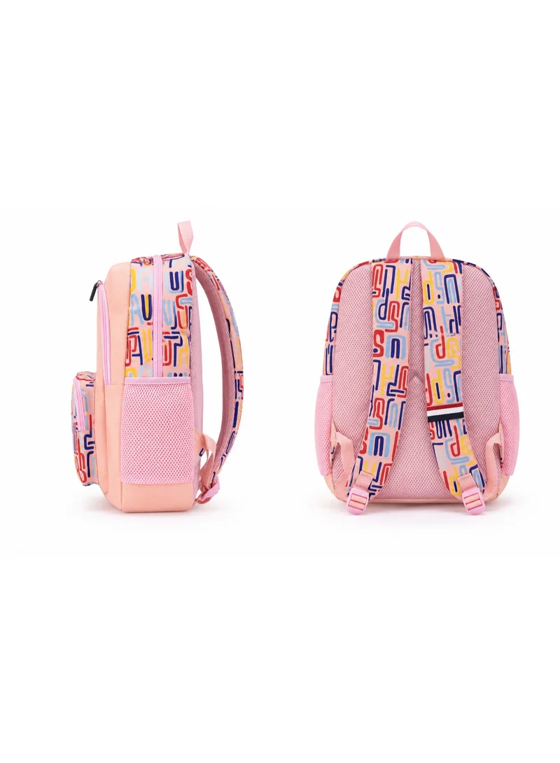U.S. Polo Assn. U.S. Polo Assn. Classic Blush Multicolour Monogram Backpack for School and Office MultiCompartment Bag for Campus